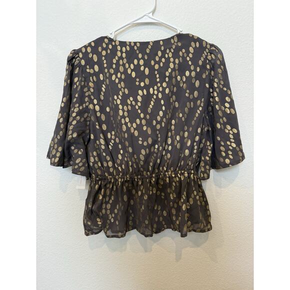 NWT Modcloth Celebrating Progress Peplum‎ Wrap Top Medium Polka Dot - Picture 2 of 7